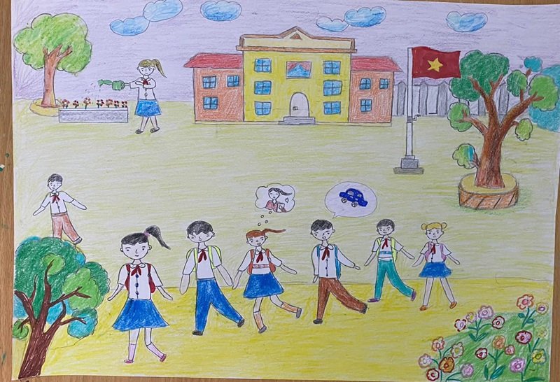 Tranh vẽ phòng chống bạo lực học đường của học sinh