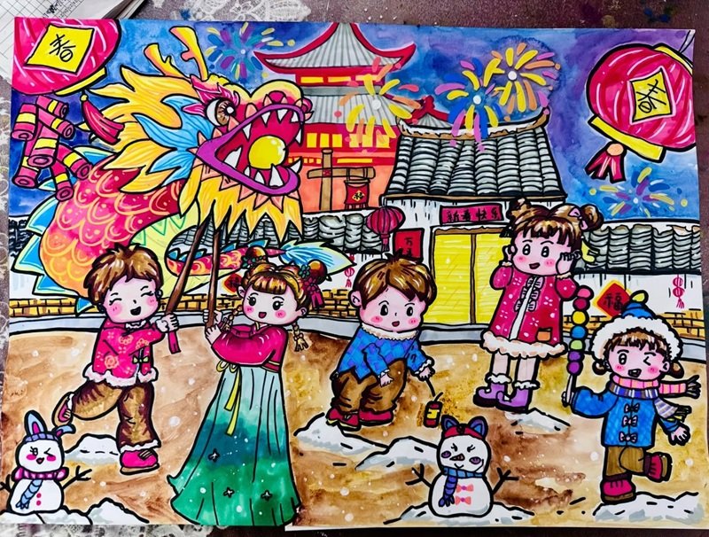 tranh vẽ về ngày tết