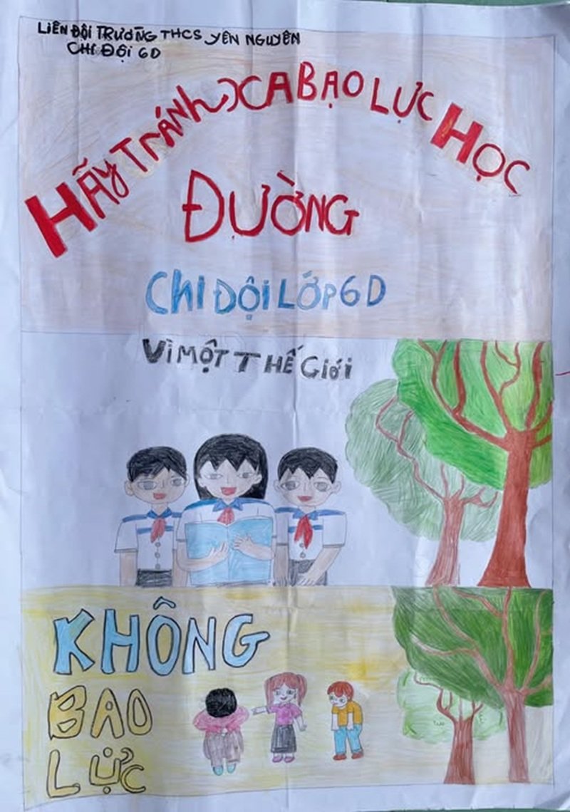 Tranh vẽ phòng chống bạo lực học đường giàu cảm xúc