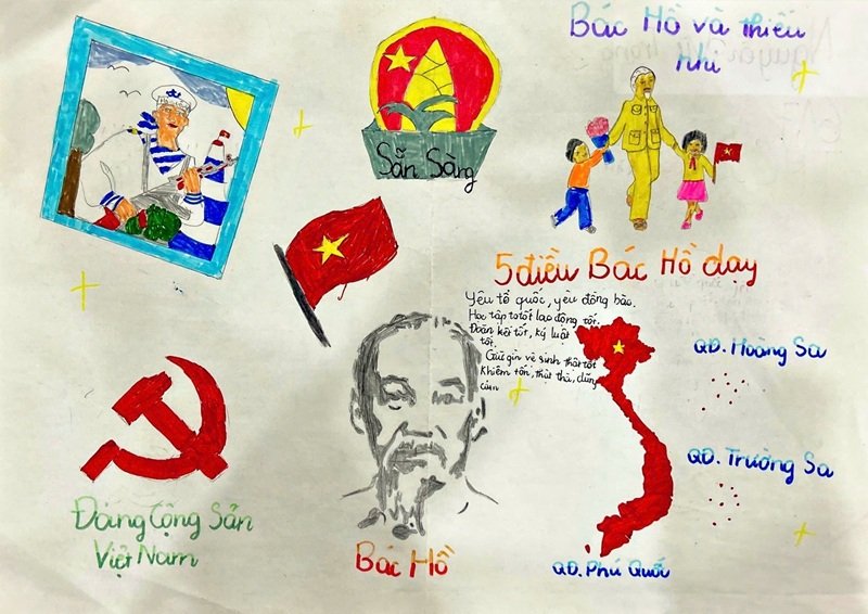Tranh vẽ Bác Hồ với thiếu nhi nổi bật