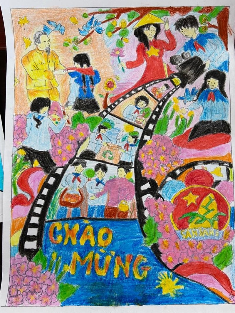 Tranh vẽ Bác Hồ với thiếu nhi giàu ý nghĩa