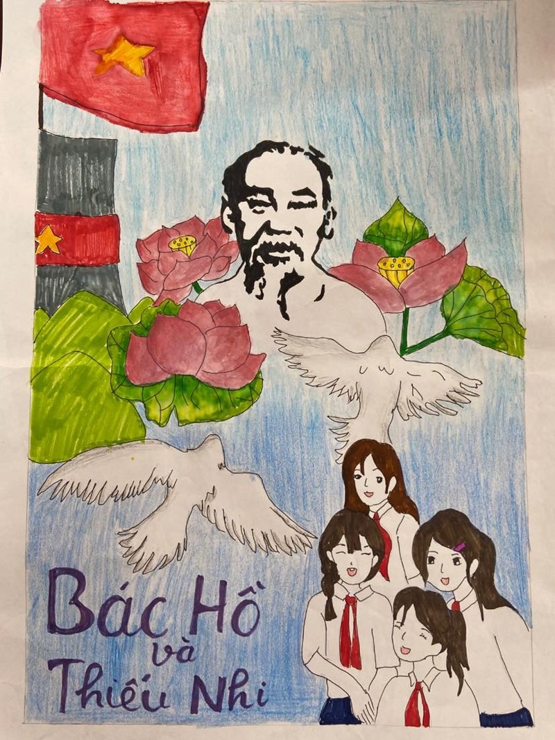 Tranh vẽ Bác Hồ với thiếu nhi ý tưởng sáng tạo