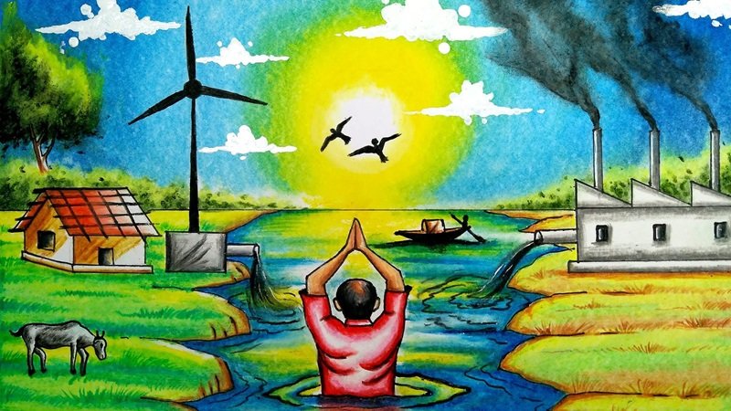 Tranh vẽ tiết kiệm nước với ý tưởng bảo vệ thiên nhiên