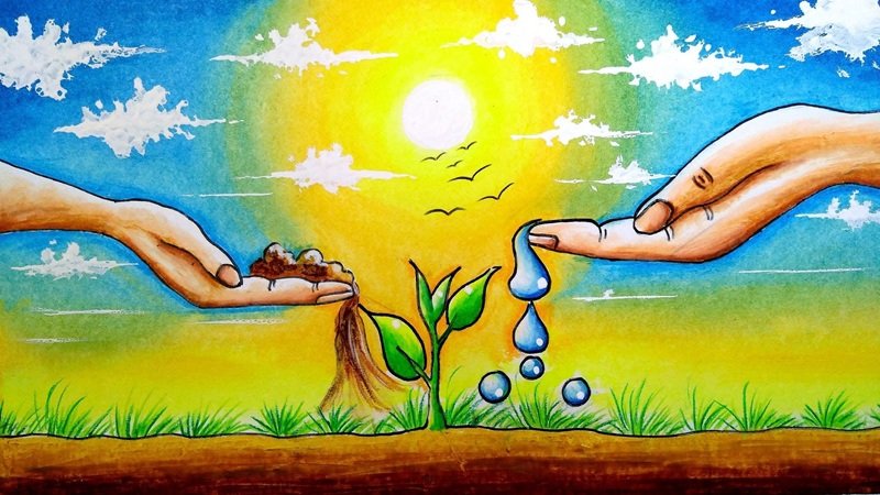 Tranh vẽ tiết kiệm nước làm tài liệu tham khảo