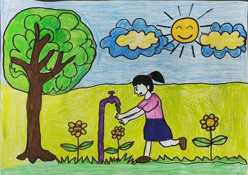 Tranh vẽ tiết kiệm nước cho cuộc thi vẽ tranh