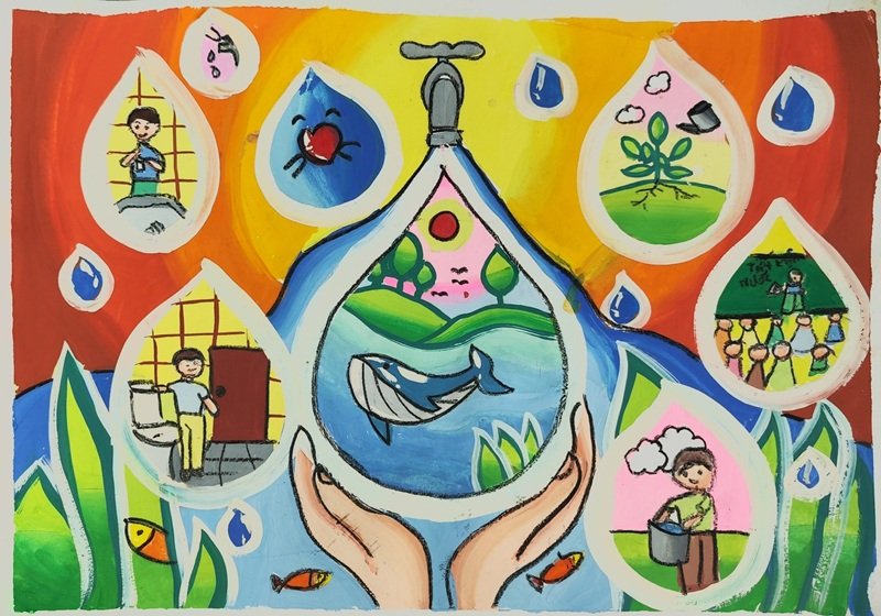 Tranh vẽ tiết kiệm nước đẹp và dễ tham khảo