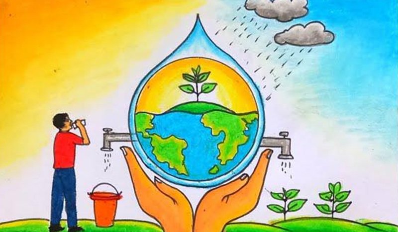 Tranh vẽ tiết kiệm nước truyền tải thông điệp ý nghĩa