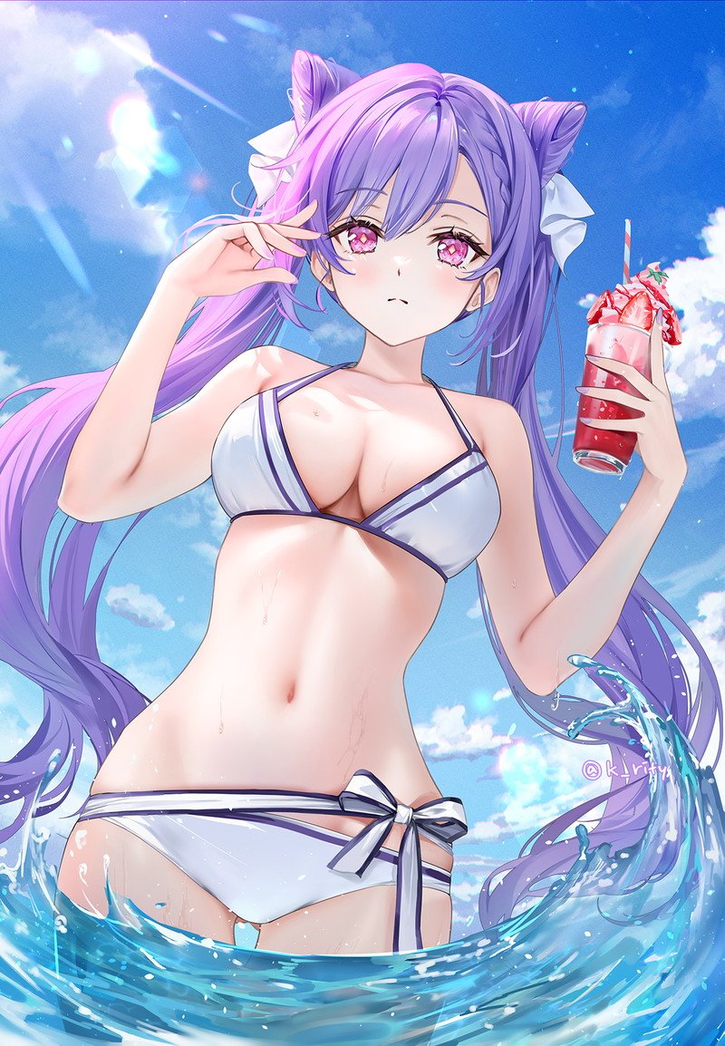 Ảnh gái anime mặc bikini dưới ánh nắng