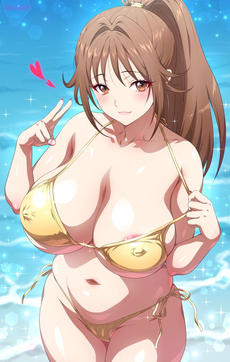 Ảnh gái anime mặc bikini bên hồ bơi