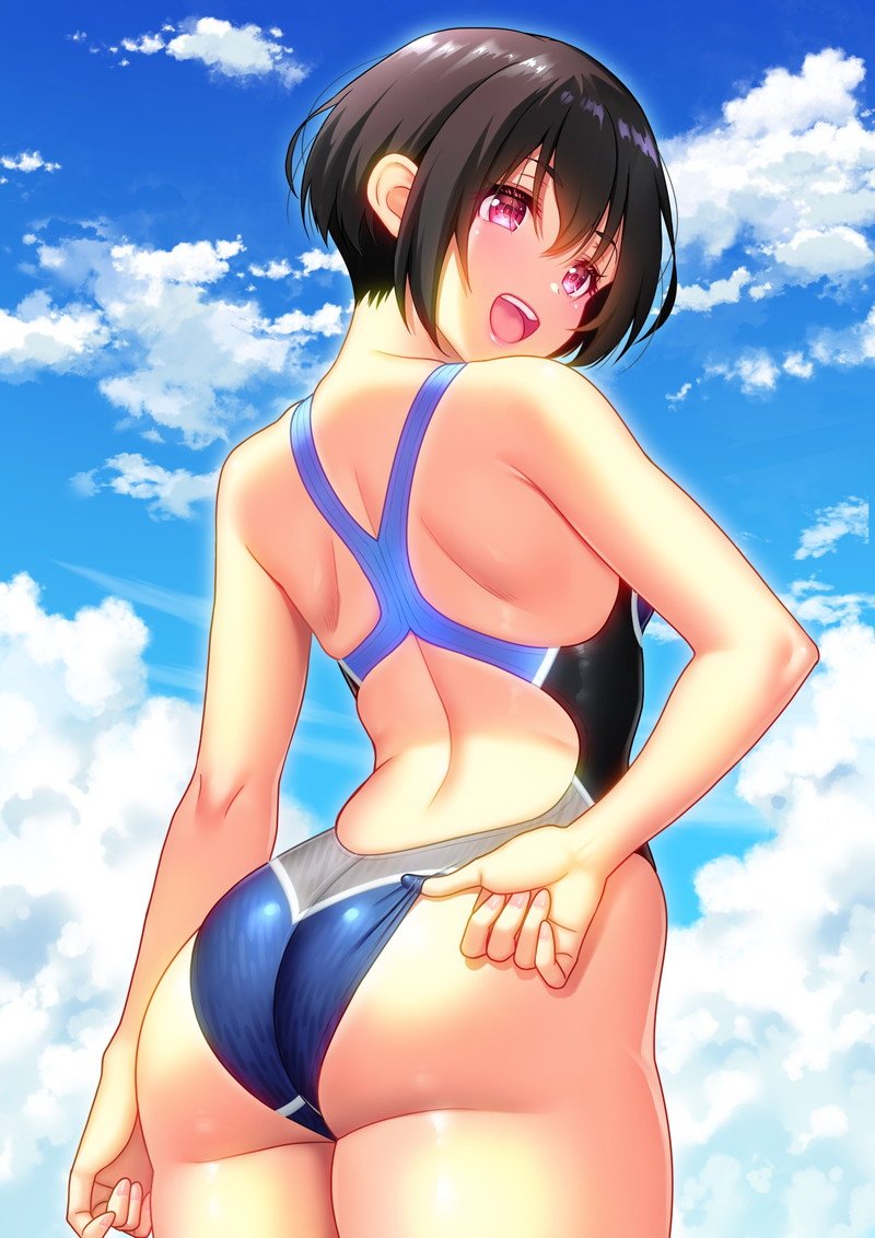 Gái anime mặc bikini dưới bầu trời xanh