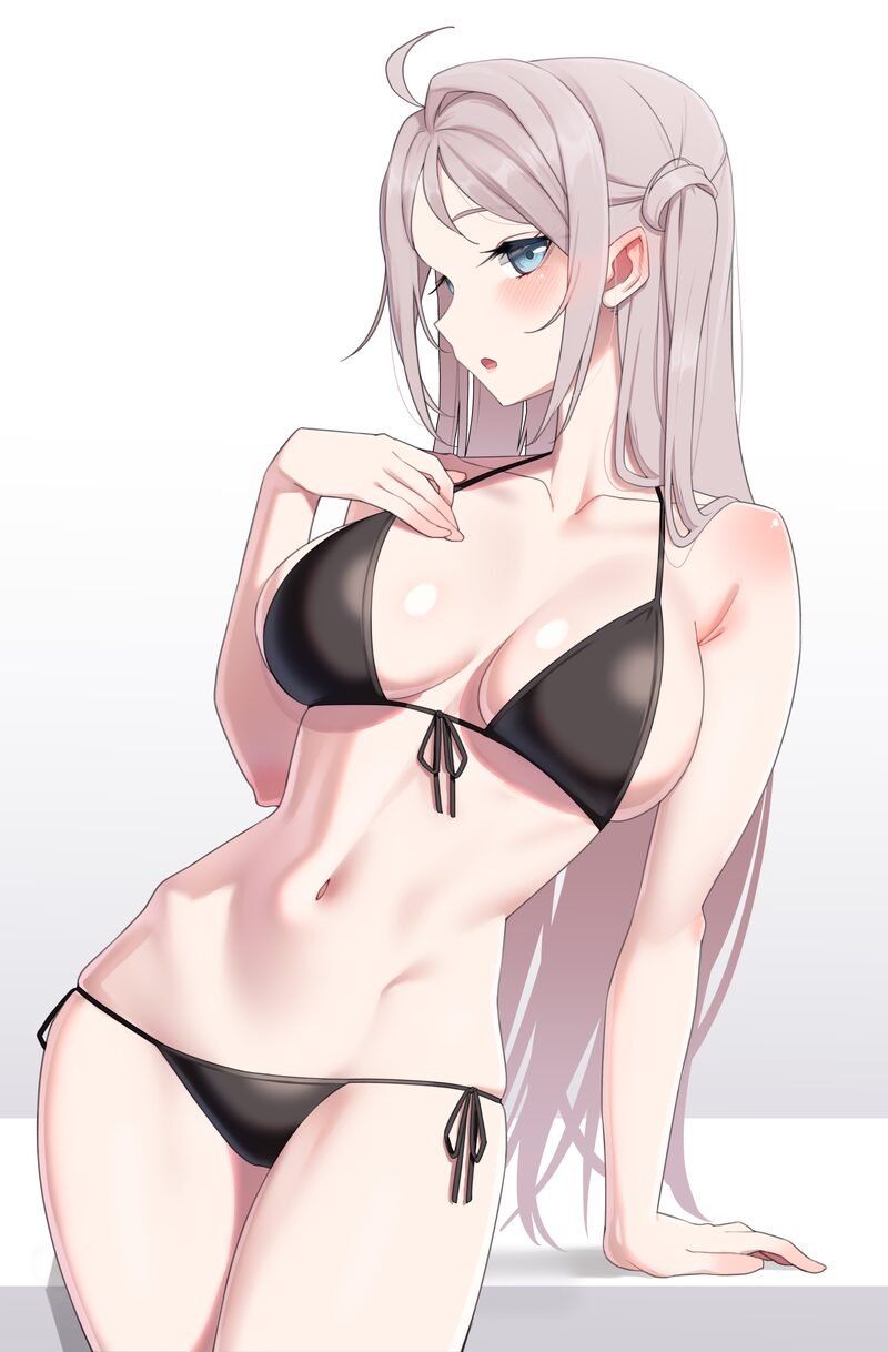 Hình gái anime bikini phong cách biển xanh