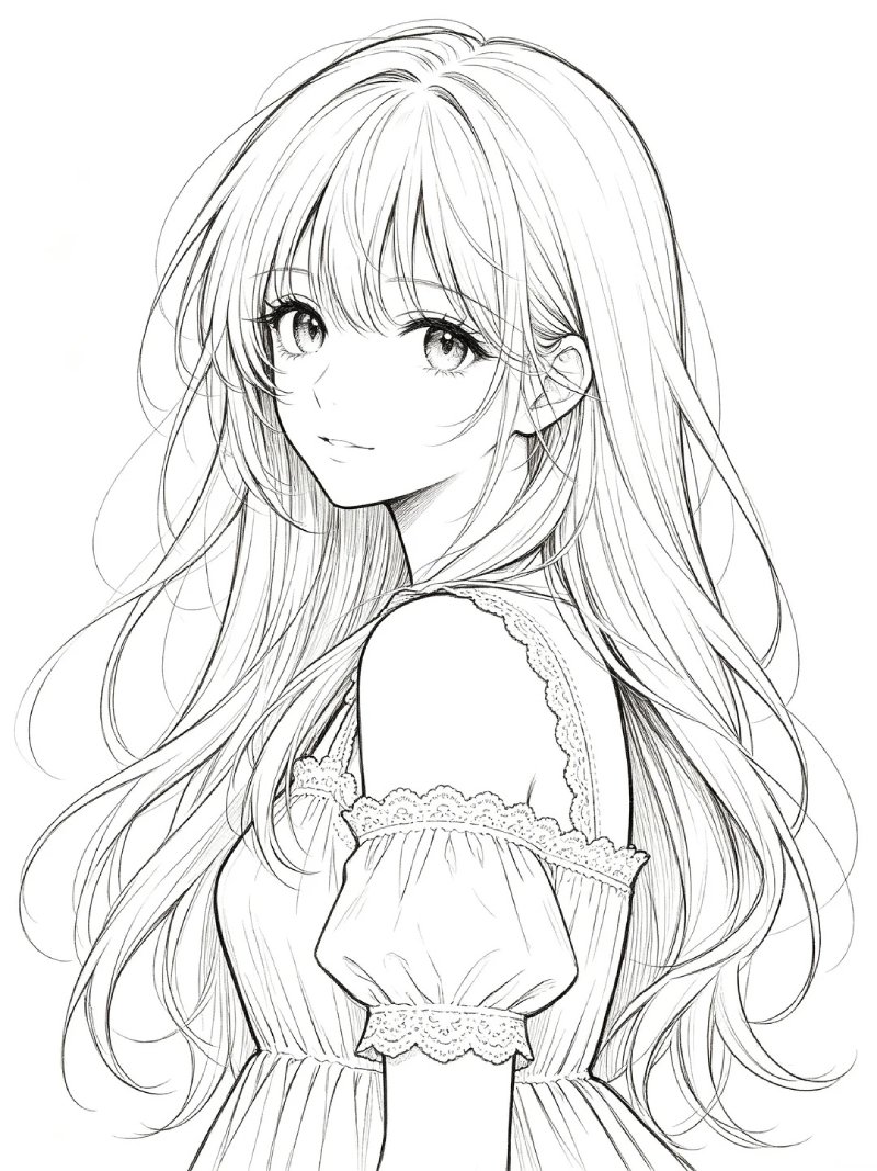 Hình ảnh Tranh Tô Màu Anime chibi đáng yêu