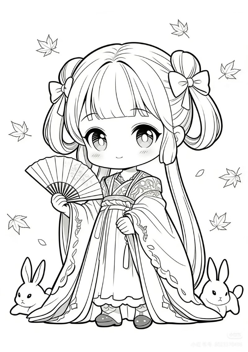 Tranh Tô Màu Anime trắng đen dễ phối màu